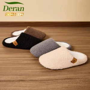 Custom Logo Low Profile Teddy Plush Slippers