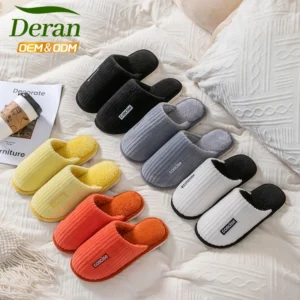 Custom Logo Ribbed House Slippers