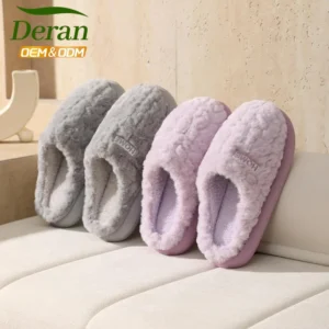 Custom Logo Sherpa Plush EVA Sole Slippers