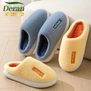 Custom Logo Short Pile Plush House Slippers